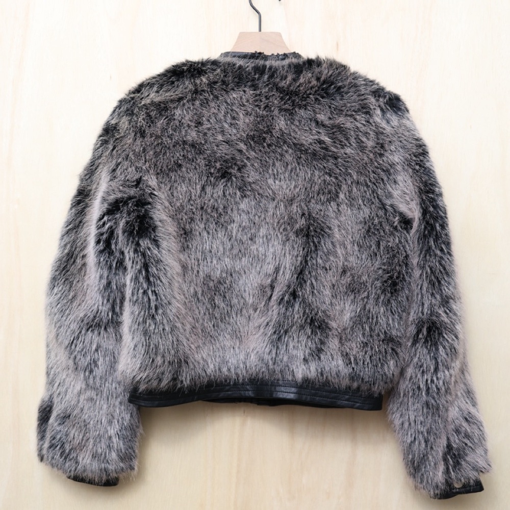 J Brand Ashbey Faux Fur Jacket Silver Fox Small - Picture 3 of 6